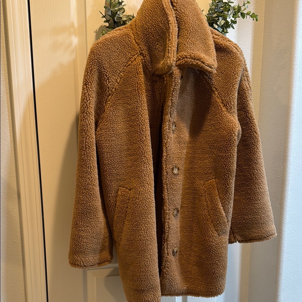 GAP Brown Teddy Coat Plush Oversized Jacket
